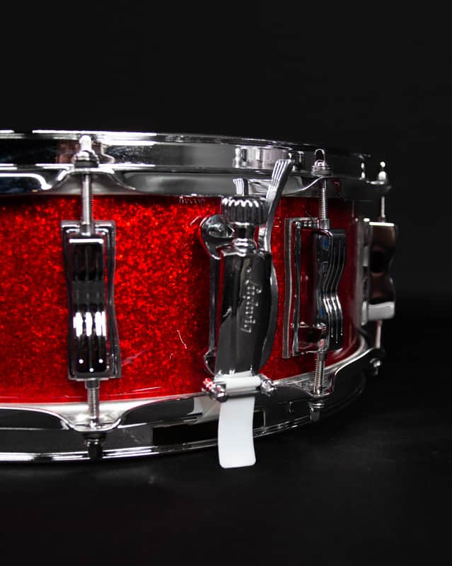 Mint Ludwig 5" x 14" Classic Maple Snare Drum, Red Sparkle image 1
