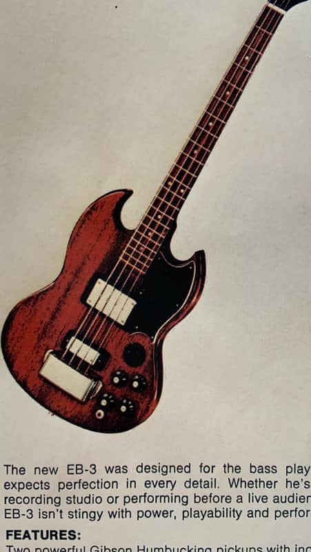 Gibson EB-3 1972 dealer sheet