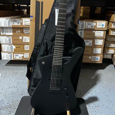 Ibanez Iron Label Iceman 7-string Electric Guitar - Black Flat image 1