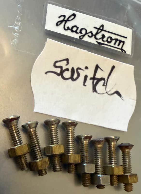 Hagstrom Kent Switch guard flat-head screws with nuts [complete vintage set of 8] 1962-1969 image 1