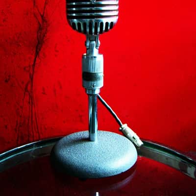 Vintage RARE 1940's Shure 556C dynamic cardioid microphone w Atlas DS-5 stand Elvis image 1