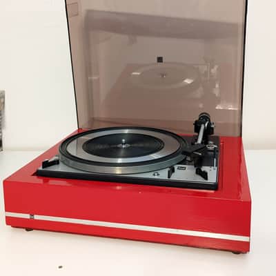 Dual 1209 Idler Drive Turntable - Serviced & Lubricated - Custom Red Plinth - w/ Shure M71 & Dual TVV46 Preamp image 4