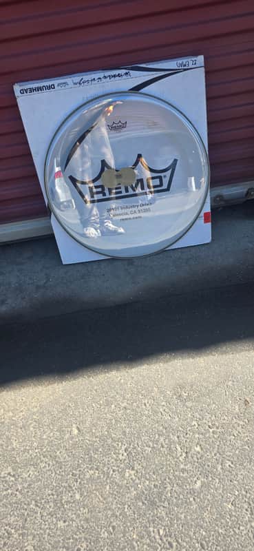 Remo Powerstroke P3 Clear Bass Drum Head with White Falam Slam Patch - 22" 2010s - Clear image 1