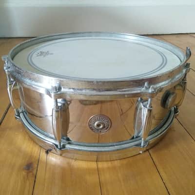Gretsch COB 4165+Lightning Throw RARE Round Badge Snare Drum Brass+Cast Rims 60s image 2