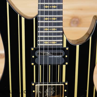 Schecter Synyster Gates Custom-S - Black with Gold Pinstripes image 4
