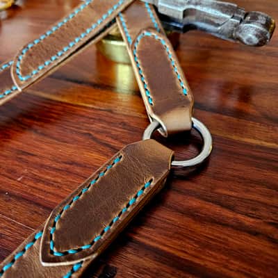 "Frodo" - Elegant hand stitched leather guitar strap with decorative ring image 2