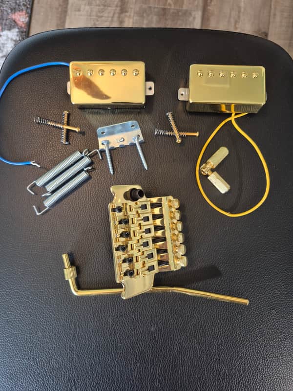 Unbranded Licensed Floyd Rose Tremolo, Humbucker Pickups and accessories - Gold image 1