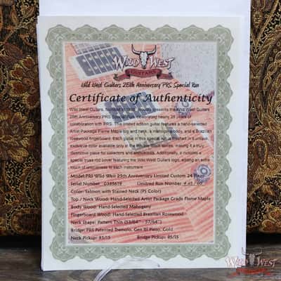 PRS Wild West Guitars 25th Anniversary Limited Run Wood Library Artist Package Custom 24 Piezo Salmon (Private Stock Color) 8.40 LBS (US Only / No International Shipping) image 12