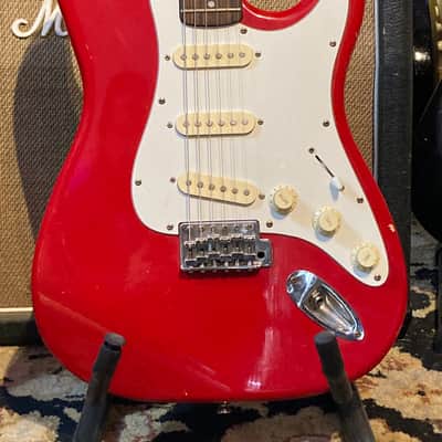 Lotus Doublecut Strat Syle Guitar MIK 1980s - Red image 1