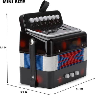 kids Accordion 10 Buttons Keys Toy Accordion MIni Accordian Musical Instrument for Children Beginners (Black) image 2