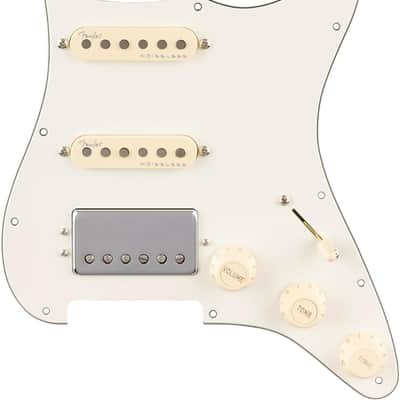 Fender Pre-Wired Strat Pickguard, Quadra Tap/Ultra Noiseless HSS, Parchment