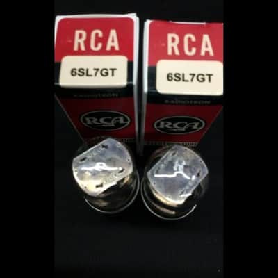 MATCHED PAIR RCA (Moto Label) 6SL7GT Black Plate D Getter VACUUM TUBES K.9695 image 3