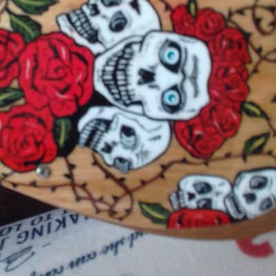 custom unique stock, Firebird R slab guitar,"Skulls&Roses",,handpainted+carved,collector item trades image 19