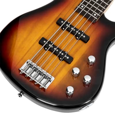 Glarry GIB Electric 5 String Bass Guitar Full Size SS Pick-up Sunset image 5