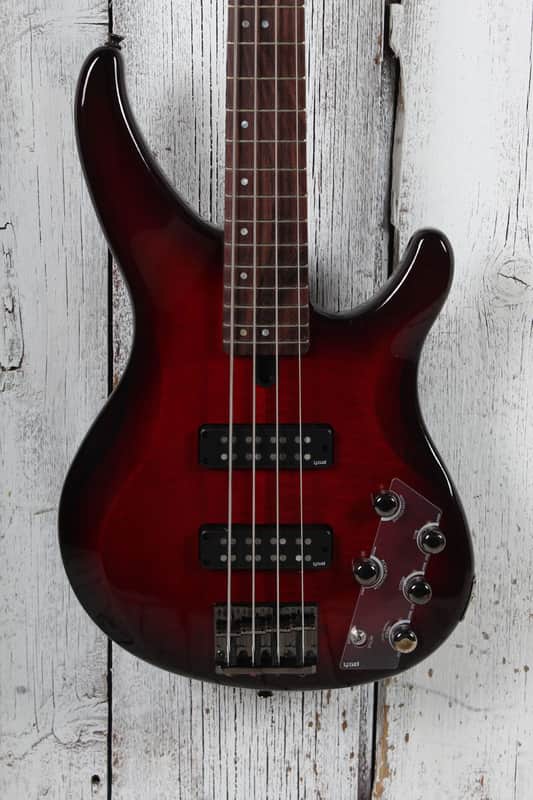 Yamaha TRBX604FM 4 String Electric Bass Guitar Flame Maple Top Dark Red Burst image 1