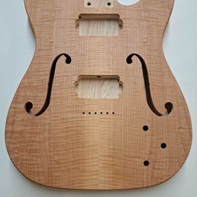 Shepard Custom Guitars Custom Telecaster Body Semi-hollow Backroute Violin Master Flamed Maple Top on 1pc Swamp Ash 2023 - Unfinished image 2