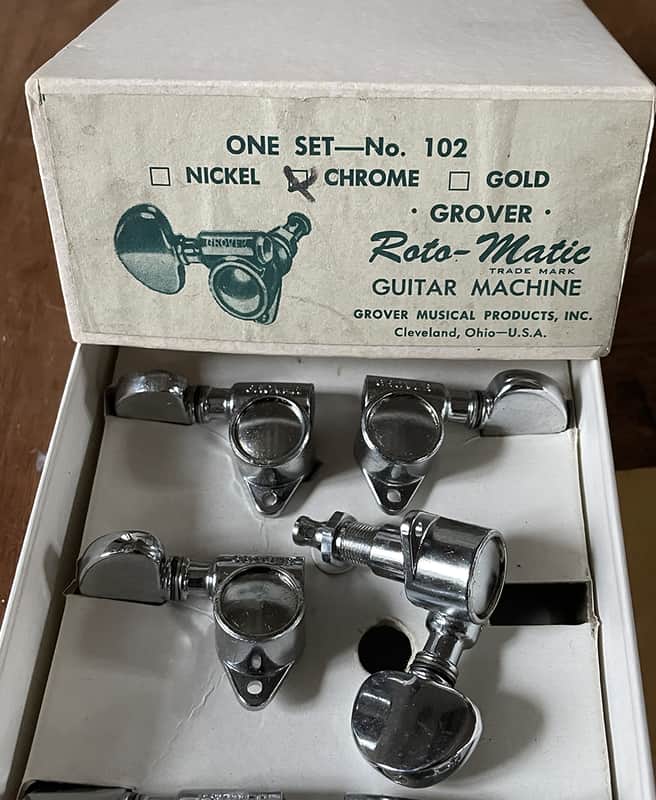 Grover 102 Original Rotomatic 3+3 Tuning Machines 70's - Chrome image 1