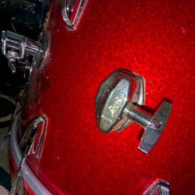 Ludwig  Super Classic Red Sparkle Bass Drum 22x14 60s image 16