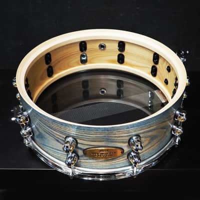 Pearl USED ​​MCCA1450S/C #1011 Music City Custom -USA Solid Ash Shell Snare Drums 14×5 [Hand-rubbed Lightning Blue Finish] image 9