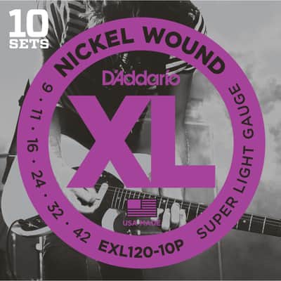 D'Addario E-Guit.String EXL120-10P 09-42 Nickel Wound 10 Sets - Electric Guitar Strings image 1