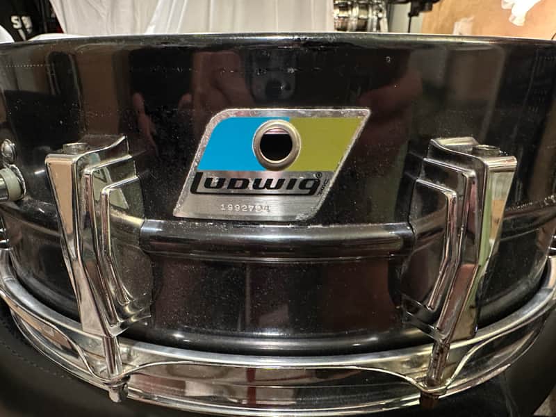 Ludwig Pointy B/O Badge 1970s 70’s 5x14 Black Beauty Snare Drum 1977-1979 image 1