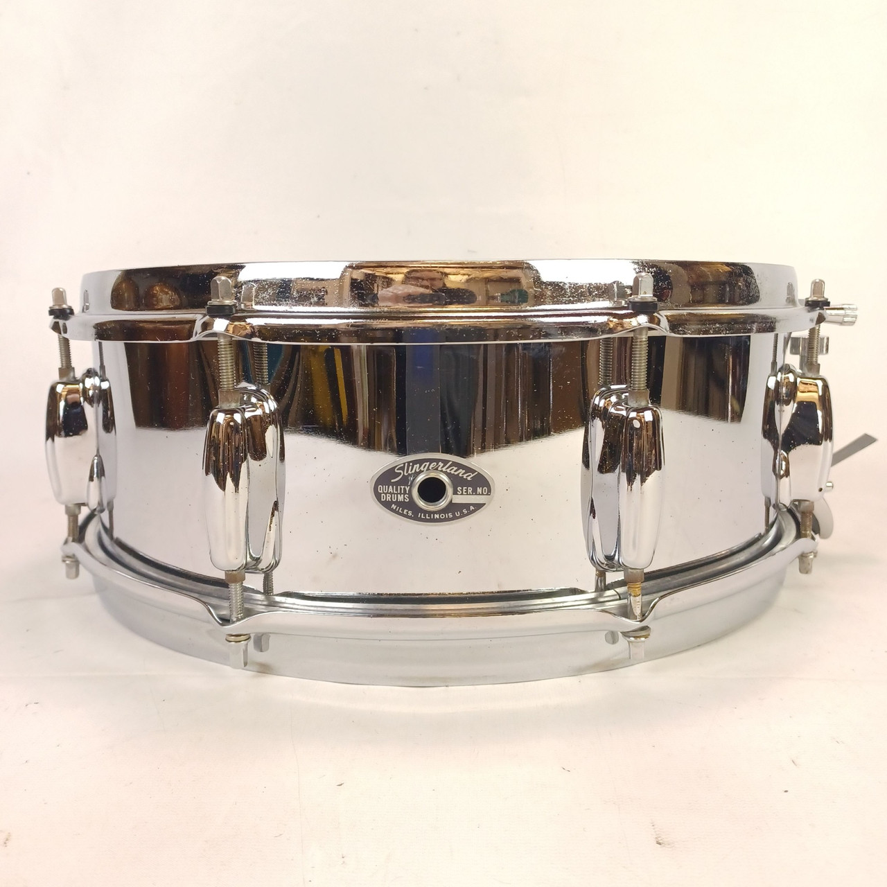Slingerland 5x14"TDR Throw-Off#141 Festival Chrome Steel Snare Drum 8Lug Vintage — main photograph