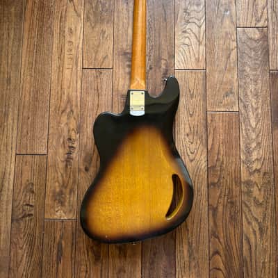 Vintage 1960s Teisco TG-64 Electric Guitar Monkey Grip Tobacco Burst Offset Tremolo MIJ Japan w/ OHSC image 3