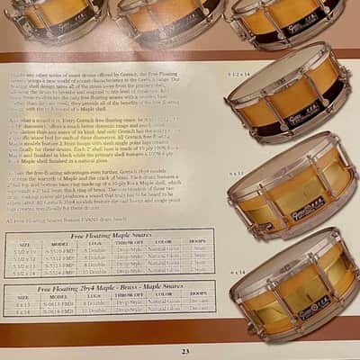 Gretsch (Legend) S-0613-FMB Free Floating 2by4 Maple-Brass-Maple 6”x13” Snare Drum RARE 2000s - Natural image 10