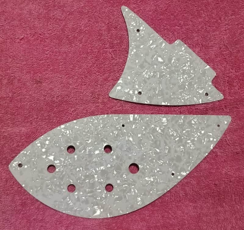 Custom Hand made Pearl White upper lower pickguards to fit on Current Rickenbacker 330 360 guitar image 1