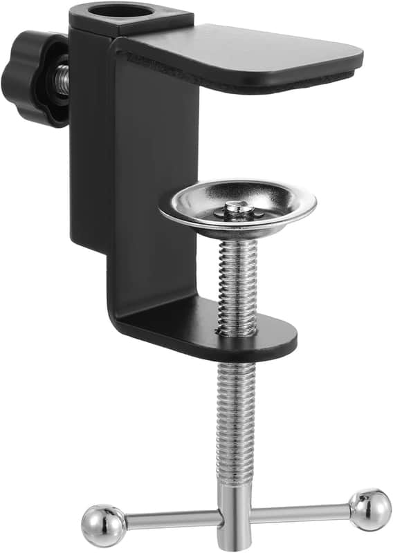 Metal Desk Clamp, 2 in 1 Table Mount Clamp Black C-Clamp Mic Desk Clamps Mount Holder with Adjustable Screw for Microphone Suspension Boom Scissor Arm Stand Holder, Black image 1