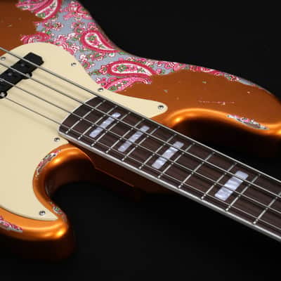 Copper Orange Metallic Over Paisley Relic 4-String J-Style Bass by Dhatarattha image 9