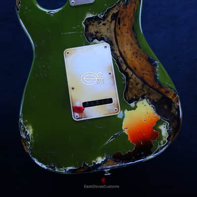 Fender Stratocaster Olive Green /Sunburst Heavy Aged Relic by East Gloves Customs image 8