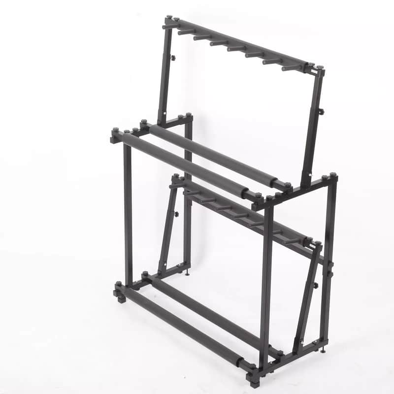 2-Tier Adjustable Guitar Display Rack | Foldable Guitar, Ukulele, and Violin Holder Stand – Holds Up to 14 Instruments with Anti-Scratch Protection image 1