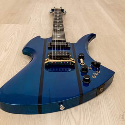1980s B.C. Rich USA Mockingbird Neck Through Vintage Guitar Transparent Blue w/ Mono Case image 9