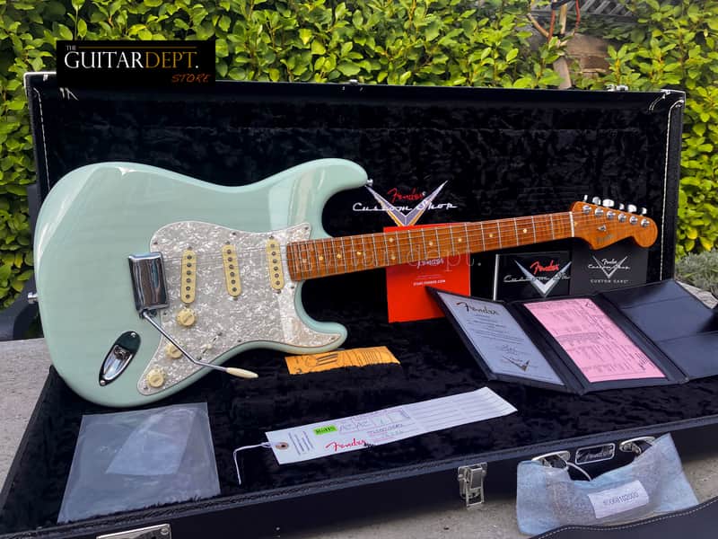 ♚MINT♚ FENDER Custom Shop CUSTOM Stratocaster ♚ TRANS SURF GREEN ♚AAA ROASTED NECK♚FAT 60's Handwounds !♚£5199 image 1