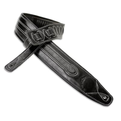 Walker and Williams C-34 Black Double Padded Premium Leather Guitar Strap image 1