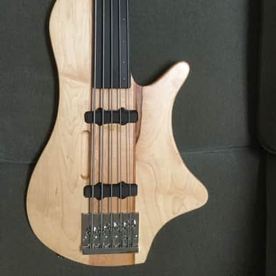 Custom built fretless, carved 5 string bass guitar Fretless 5 string 2020 Natural pure non toxic Tung oil,  8 applications image 2