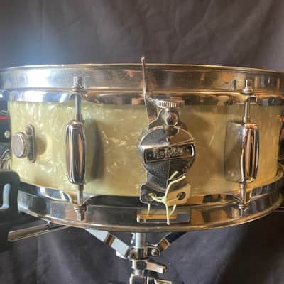 Paul "Jamo" Jamieson's Rogers - 5x14" PowerTone Model White Marine Pearl Snare Drum 1965 image 5