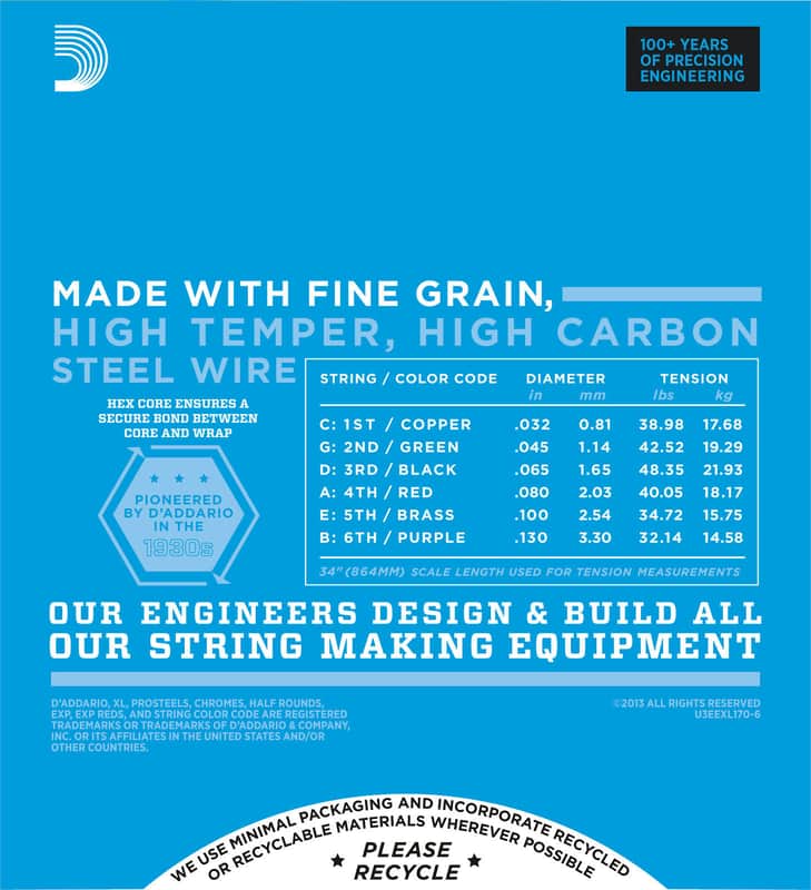 D'Addario EXL170-6 Nickel Wound Long Scale 6-String Bass Guitar Strings, Light Gauge image 2