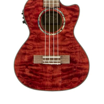 Lanikai Quilted Maple Red Stain Tenor Cutaway A/E Ukulele w/ Kula Preamp (QM-RDCET) image 3