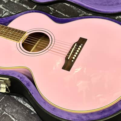 Epiphone J-180 LS Jumbo Ac/El Inspred by Gibson Pink w/Case Auth Dlr #266 image 7