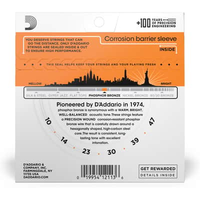 D'Addario EJ15 Phosphor Bronze Acoustic Guitar Strings, Extra Light, 10-47 image 7