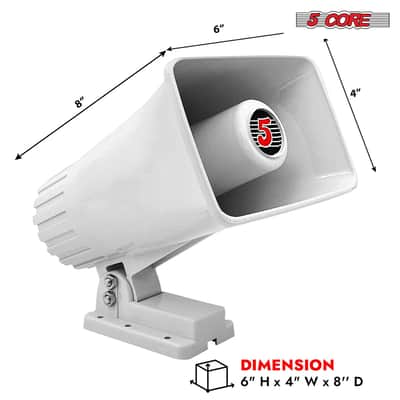 5 Core 6 Inch PA Horn 200W Loud Speaker 8Pc Bull Horn Loud Audio 8Ohm All Weather Indoor Outdoor image 8