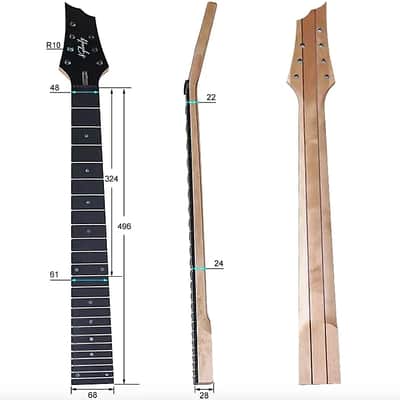 Mahogany Wood 7 String Guitar Neck, 24 Frets Fingerboard image 9