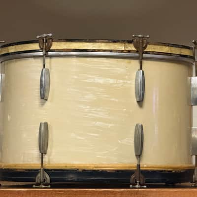 1940's Gretsch 24" BroadKaster White Marine Pearl 14x24 Bass Drum 3-ply image 6