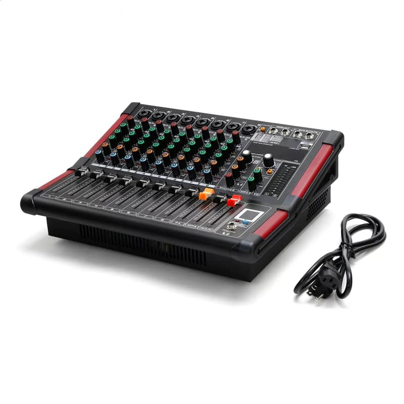 8-Channel Bluetooth Power Mixer | Professional Audio Mixing Console w/ USB & DSP Effects image 1