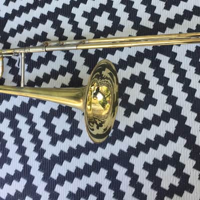 SUMMER DEAL F E OLDS LOS ANGELES .554 / .565 DUAL BASS TROMBONE 10INCH BELL SINGLE ROTAR 1948 EXCELLANT SHAPE ORG. CASE WITH MPC image 5