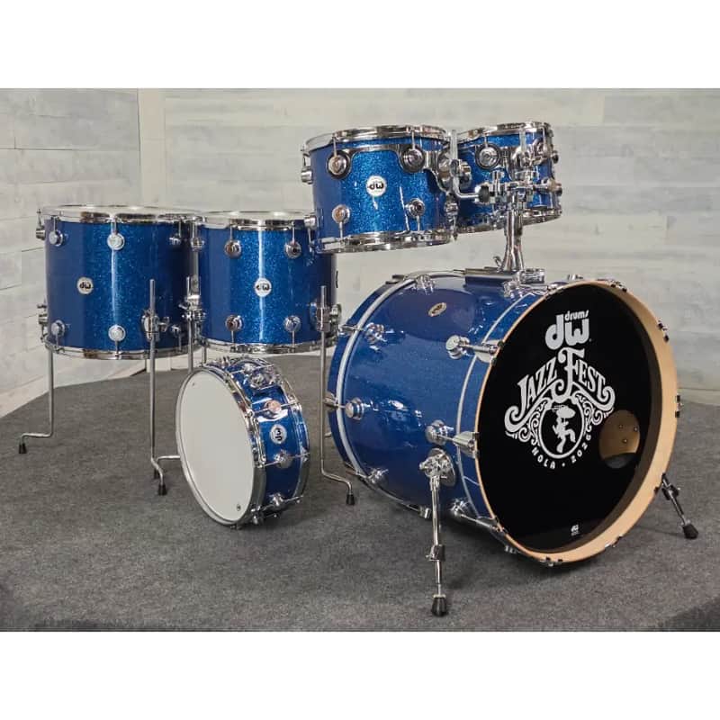 Used DW Collectors VLT 333 Maple 6pc Drum Set Blue Glass - Very Good image 1