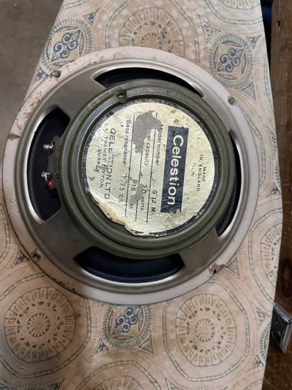 Vintage 1966 1967 Celestion G12M Greenback Grey Tab 20w 15ohm 12" Speaker image 1