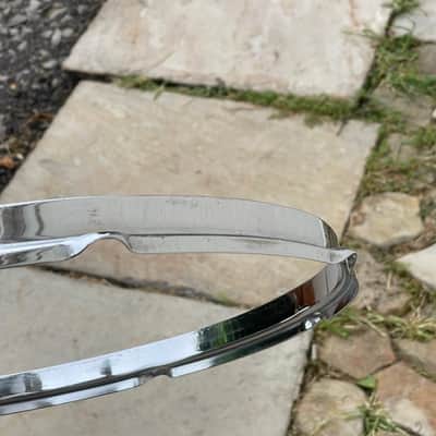 1950's Gretsch 16" Chrome Over Brass 8 Hole Stick Chopper Floor Tom Rim Broadkaster Hoop COB image 10